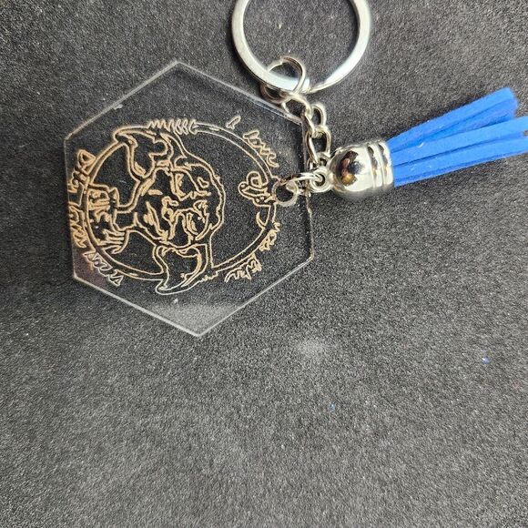 Hand Crafted Keychain Elf Blue Silver Bag Charm, Zipper Pull with Tassel - Picture 5 of 9